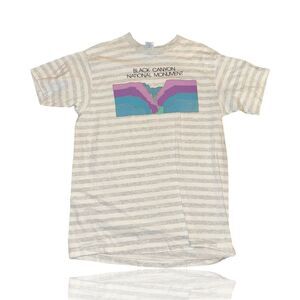 Vintage Black Canyon National Monument Men's XL Striped T-Shirt 1980s